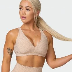 Muscle Nation Welcome To The Club All-Star Deep V Bra - Brown Sugar Mini Cheetah Print