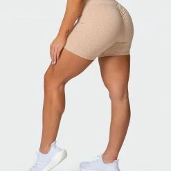 Muscle Nation Welcome To The Club Signature Scrunch Midway Shorts - Brown Sugar Mini Cheetah Print