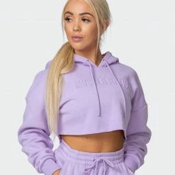 Muscle Nation Lounge Cropped Hoodie - Lilac Welcome To The Club