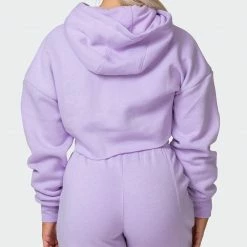 Muscle Nation Lounge Cropped Hoodie - Lilac Welcome To The Club