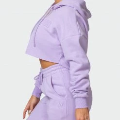 Muscle Nation Lounge Cropped Hoodie - Lilac Welcome To The Club