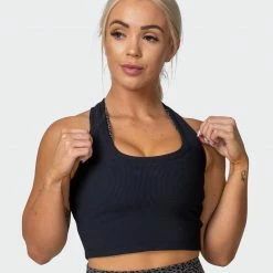 Muscle Nation Classic Rib Cropped Tank - Black Welcome To The Club