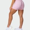 Muscle Nation Signature Scrunch Midway Shorts - Rose Quartz Mini Cheetah Print Welcome To The Club