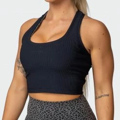 Muscle Nation Classic Rib Cropped Tank - Black Welcome To The Club