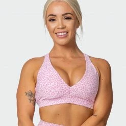 Muscle Nation All-Star Deep V Bra - Rose Quartz Mini Cheetah Print Welcome To The Club