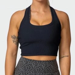 Muscle Nation Classic Rib Cropped Tank - Black Welcome To The Club