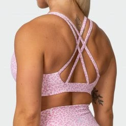 Muscle Nation All-Star Deep V Bra - Rose Quartz Mini Cheetah Print Welcome To The Club