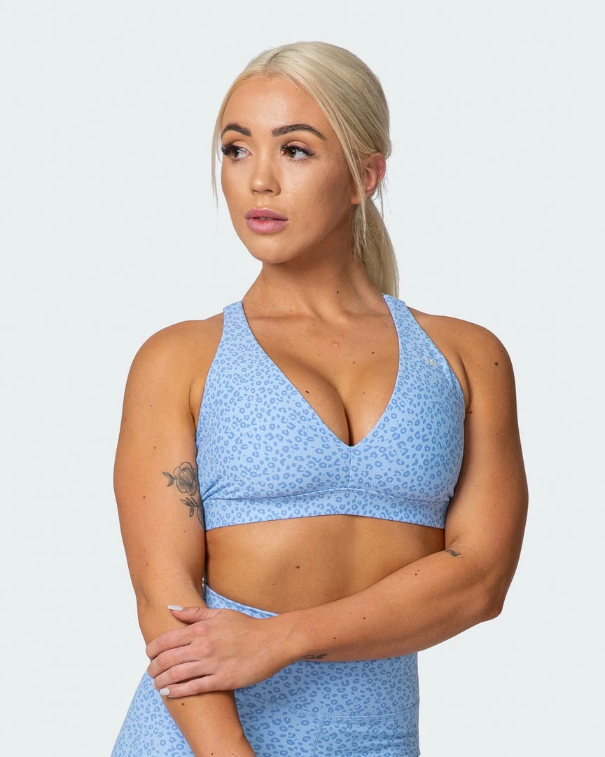 Budget 🌟 Muscle Nation All-Star Deep V Bra - Periwinkle Mini Cheetah Print Welcome To The Club ⌛ 3 Muscle Nation All-Star Deep V Bra - Periwinkle Mini Cheetah Print Welcome To The Club