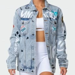 Muscle Nation Welcome To The Club Unisex Limited Edition Denim Jacket - Washed Denim