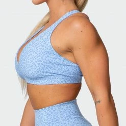 Budget 🌟 Muscle Nation All-Star Deep V Bra - Periwinkle Mini Cheetah Print Welcome To The Club ⌛ 12 Muscle Nation All-Star Deep V Bra - Periwinkle Mini Cheetah Print Welcome To The Club