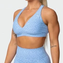 Muscle Nation All-Star Deep V Bra - Periwinkle Mini Cheetah Print Welcome To The Club