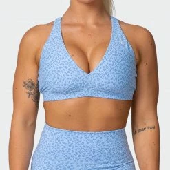 Budget 🌟 Muscle Nation All-Star Deep V Bra - Periwinkle Mini Cheetah Print Welcome To The Club ⌛ 11 Muscle Nation All-Star Deep V Bra - Periwinkle Mini Cheetah Print Welcome To The Club