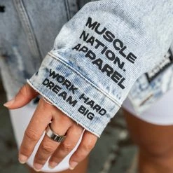 Muscle Nation Welcome To The Club Unisex Limited Edition Denim Jacket - Washed Denim