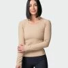 Muscle Nation Classic Ribbed Long Sleeve Top - Brown Sugar