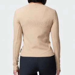 Muscle Nation Classic Ribbed Long Sleeve Top - Brown Sugar