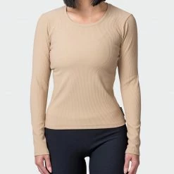 Muscle Nation Classic Ribbed Long Sleeve Top - Brown Sugar