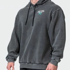 Muscle Nation Welcome To The Club Mens MN Club Oversized Vintage Hoodie - Washed Black