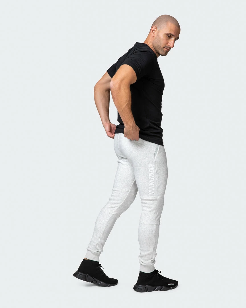 Hot Sale ๐ Muscle Nation Welcome To The Club Classic Tapered Joggers - White Marl ๐ 11 Muscle Nation Welcome To The Club Classic Tapered Joggers - White Marl