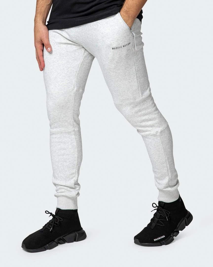 Hot Sale ๐ Muscle Nation Welcome To The Club Classic Tapered Joggers - White Marl ๐ 3 Muscle Nation Welcome To The Club Classic Tapered Joggers - White Marl