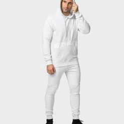 Muscle Nation Classic Hoodie - White Marl Welcome To The Club