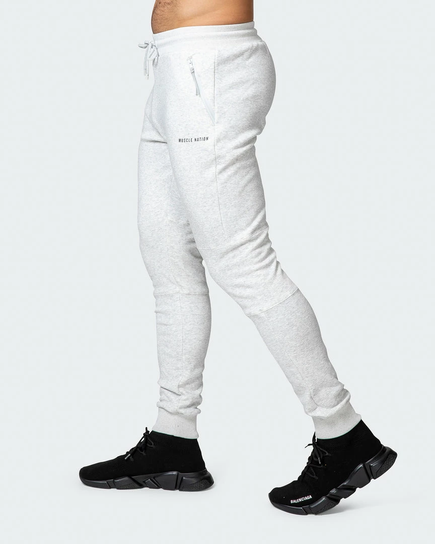 Hot Sale ๐ Muscle Nation Welcome To The Club Classic Tapered Joggers - White Marl ๐ 6 Muscle Nation Welcome To The Club Classic Tapered Joggers - White Marl
