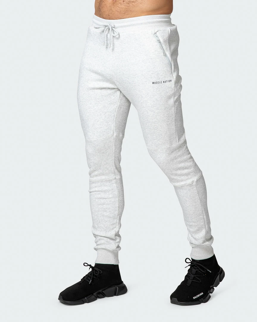 Hot Sale ๐ Muscle Nation Welcome To The Club Classic Tapered Joggers - White Marl ๐ 5 Muscle Nation Welcome To The Club Classic Tapered Joggers - White Marl