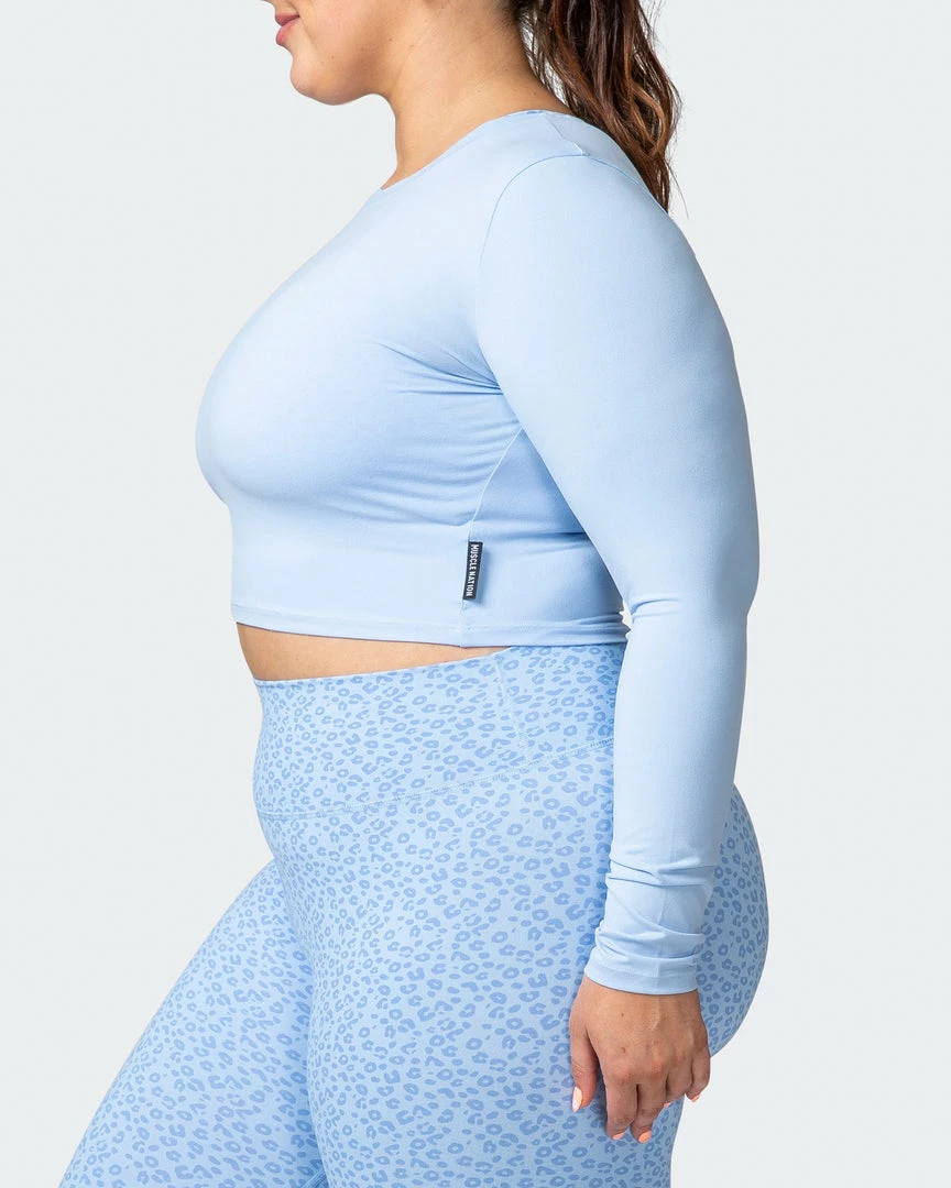 Coupon ๐ Muscle Nation Welcome To The Club MN Everyday Cropped Long Sleeve Top - Periwinkle ๐งจ 7 Muscle Nation Welcome To The Club MN Everyday Cropped Long Sleeve Top - Periwinkle