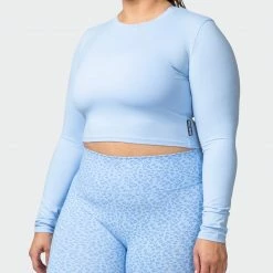 Coupon ๐ Muscle Nation Welcome To The Club MN Everyday Cropped Long Sleeve Top - Periwinkle ๐งจ 11 Muscle Nation Welcome To The Club MN Everyday Cropped Long Sleeve Top - Periwinkle
