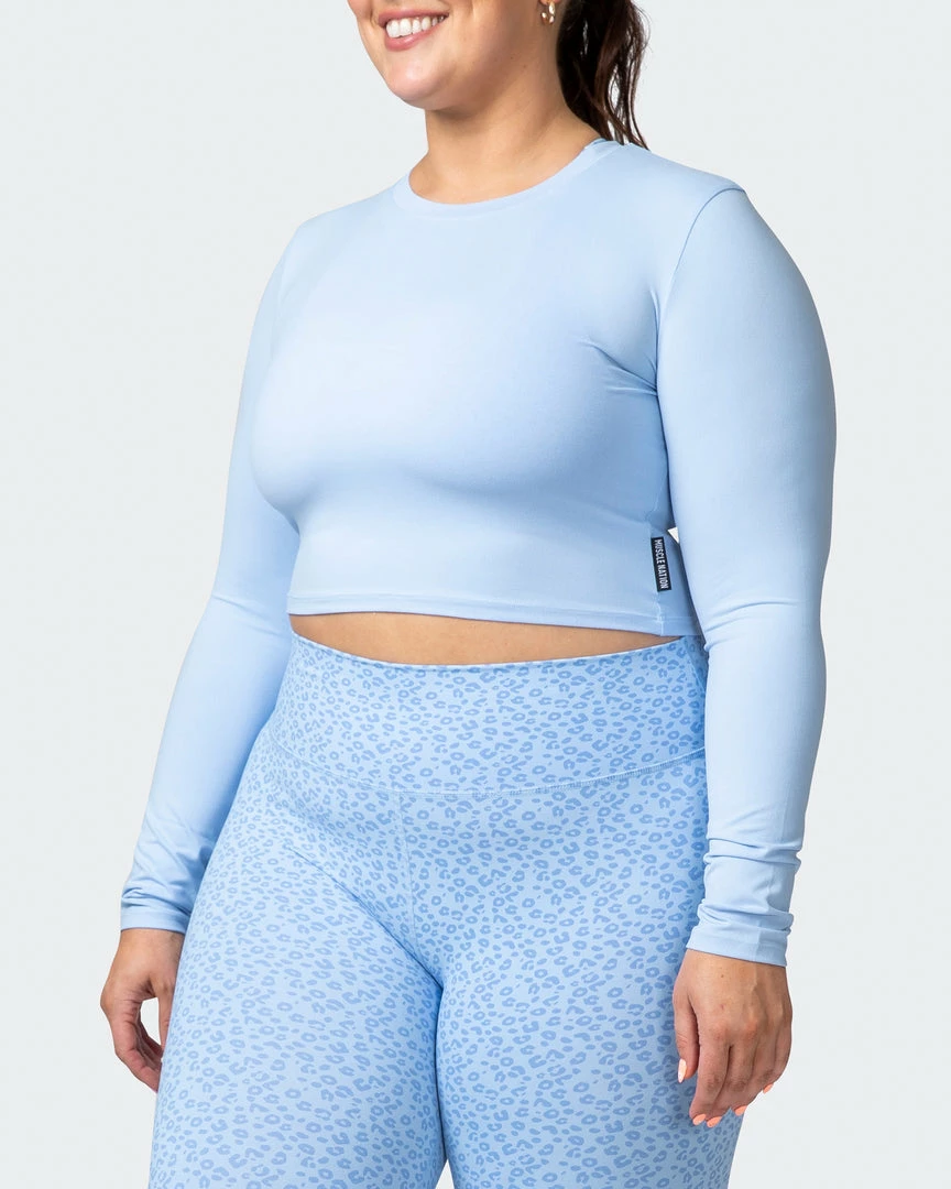 Coupon ๐ Muscle Nation Welcome To The Club MN Everyday Cropped Long Sleeve Top - Periwinkle ๐งจ 5 Muscle Nation Welcome To The Club MN Everyday Cropped Long Sleeve Top - Periwinkle