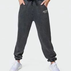 Muscle Nation Womens MN Club Vintage Trackies - Washed Black