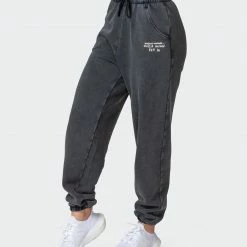 Muscle Nation Womens MN Club Vintage Trackies - Washed Black