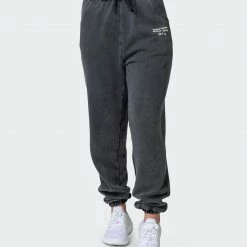 Muscle Nation Womens MN Club Vintage Trackies - Washed Black
