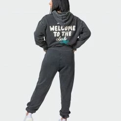 Muscle Nation Womens MN Club Vintage Trackies - Washed Black