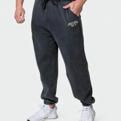 Muscle Nation Welcome To The Club Mens MN Club Vintage Trackies - Washed Black