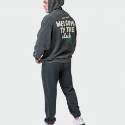 Muscle Nation Welcome To The Club Mens MN Club Vintage Trackies - Washed Black