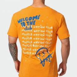 Muscle Nation Mens MN Squad Oversized Vintage Tee - Washed Fireball