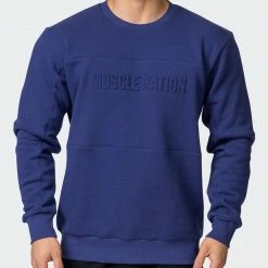 Muscle Nation Welcome To The Club Mens Lounge Jumper - Dark Cobalt