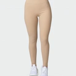 Muscle Nation Zero Rise Rib Ankle Length Leggings - Brown Sugar