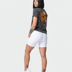 Muscle Nation Womens Graffiti Tag Regular Fit Vintage Tee - Washed Black