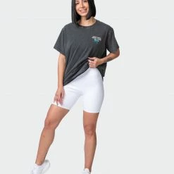 Muscle Nation Womens MN Club Oversized Vintage Tee - Washed Black