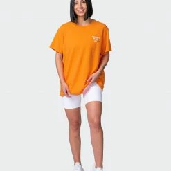 Muscle Nation Womens MN Squad Oversized Vintage Tee - Washed Fireball Welcome To The Club