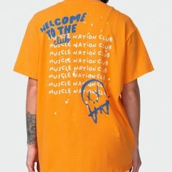 Muscle Nation Womens MN Squad Oversized Vintage Tee - Washed Fireball Welcome To The Club