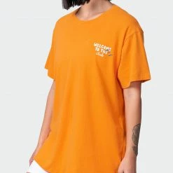 Muscle Nation Womens MN Squad Oversized Vintage Tee - Washed Fireball Welcome To The Club