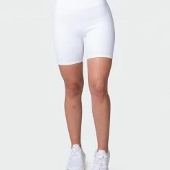 Muscle Nation Welcome To The Club Zero Rise Rib Bike Shorts - White