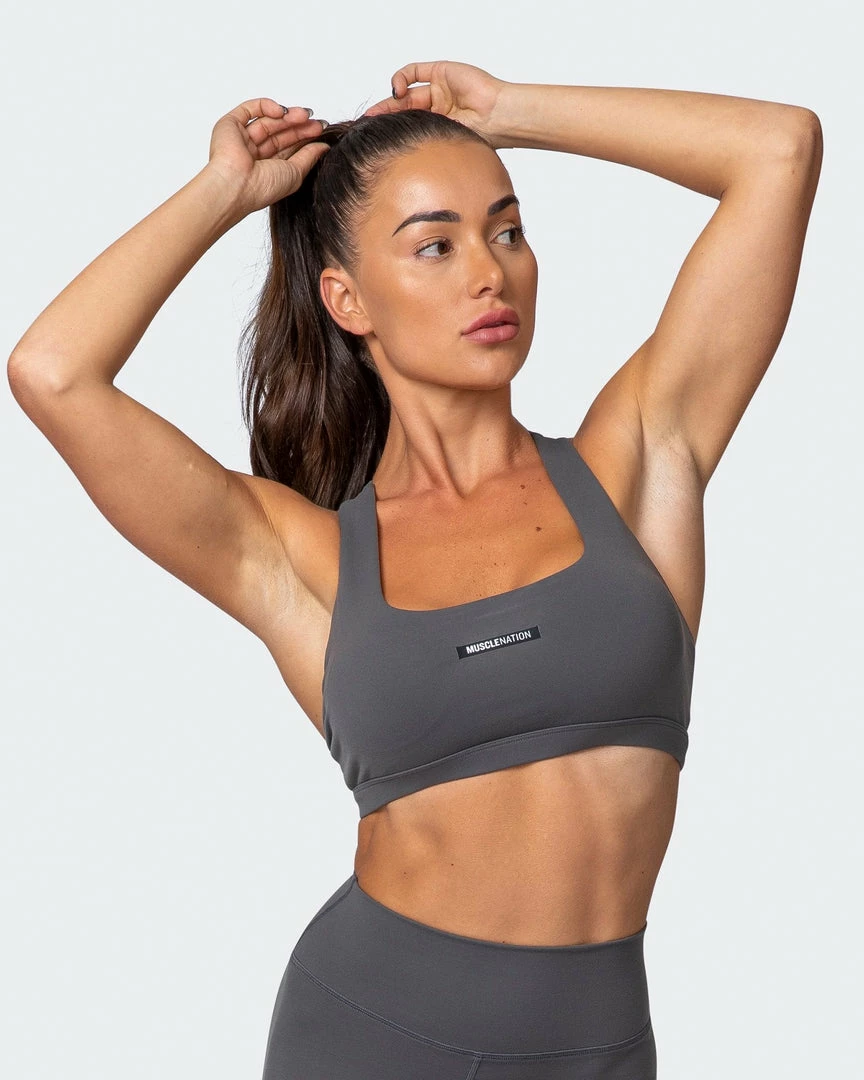 Coupon 🥰 Muscle Nation Featured Ability Bra - Charcoal 🎉 3 Muscle Nation Featured Ability Bra - Charcoal