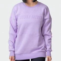 Muscle Nation Womens Lounge Jumper - Lilac Welcome To The Club