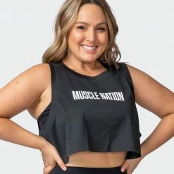 Muscle Nation Womens Agile Ultra Cropped Tank - Black