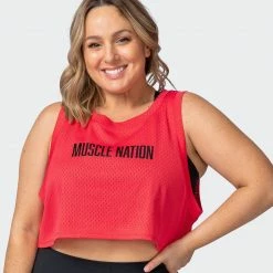 Muscle Nation Agile Ultra Cropped Tank - Hot Red