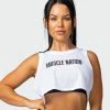 New ✔️ Muscle Nation Agile Ultra Cropped Tank - White 👩 Womens 💯 1 Muscle Nation Agile Ultra Cropped Tank - White Womens