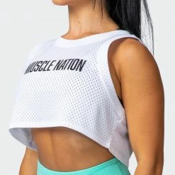 Muscle Nation Agile Ultra Cropped Tank - White Womens